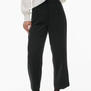 Aritzia Wilfred The Effortless Pant Cropped High-Rise Wide Leg Crepe 4 Black